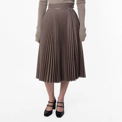 Burberry Pleated Wool Midi Skirt