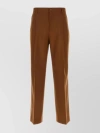 Burberry Pleated Wool Trousers With Belt Loops In Brown