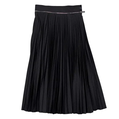 Burberry Pleated Wool-blend Twill Midi Skirt In Black