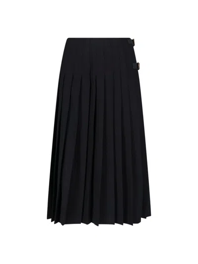Burberry Pleated Wrap Midi Skirt In Black