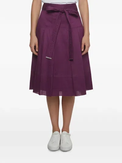 Pre-owned Burberry Pleated Wrap Midi Skirt In Purple