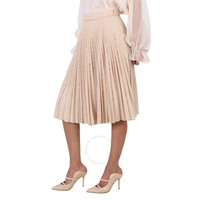 Burberry Plisse Soleil Crystal Detail Stretch Cady Skirt In Sesame