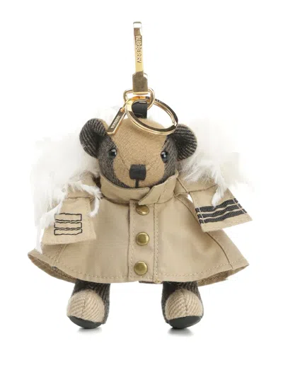 Burberry Plush Teddy Bear Keychain In Gold