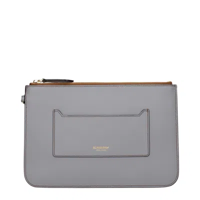 Burberry Pochette New Peyton Man With Grey And Cloudy Skin In Gray