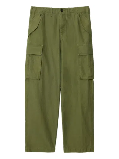 Burberry Cotton Oversized Cargo Trousers In Green