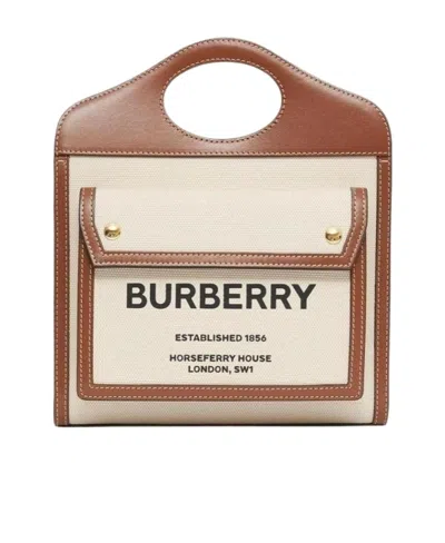 Burberry Pocket Logo Tote Bag In White