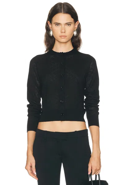Burberry Pointelle Cardigan In Black