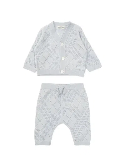 Burberry Babies' Pointelle-knit Trousers Set In Blue