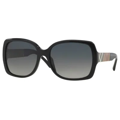 Burberry Polarized Grey Gradient Square Ladies Sunglasses Be4160 3433t3 58 In Black