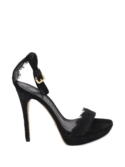 Pre-owned Burberry Polesden Lace-trim Sandals In Black