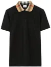 Burberry Cody Polo Shirt With Check Collar In Blue