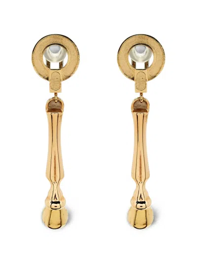 Pre-owned Burberry Polished-finish Drop Earrings In Gold