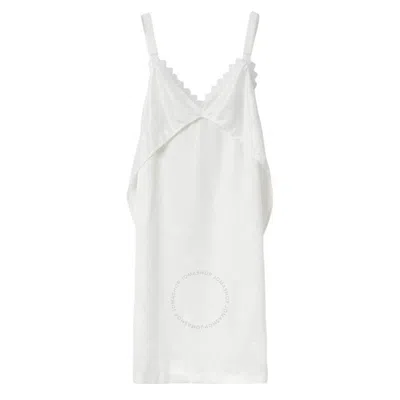 Burberry Polka Dot Lace Trim Satin Slip Dress In White