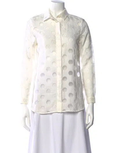 Pre-owned Burberry Polka Dot Print Long Sleeve Blouse In Neutral