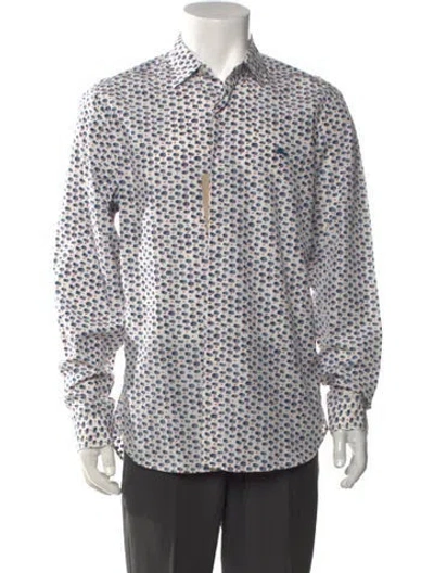 Pre-owned Burberry Polka Dot Print Long Sleeve Shirt W/ Tags In Blue