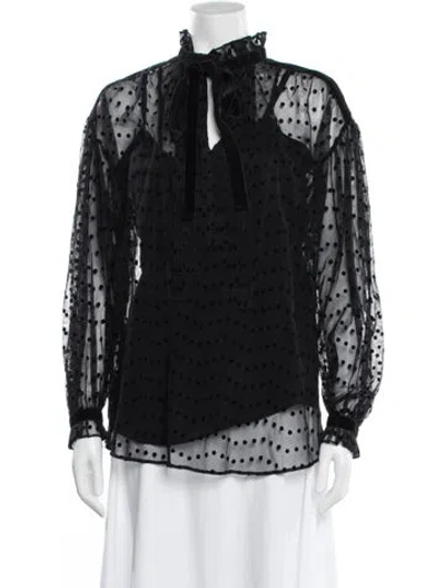 Pre-owned Burberry Polka Dot Print Tie Neck Blouse In Black