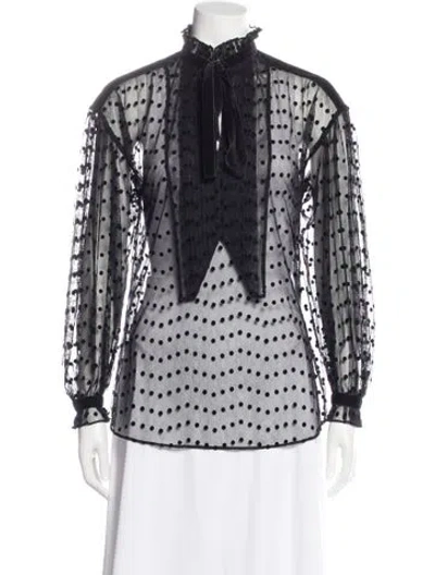 Pre-owned Burberry Polka Dot Print Tie Neck Blouse In Black