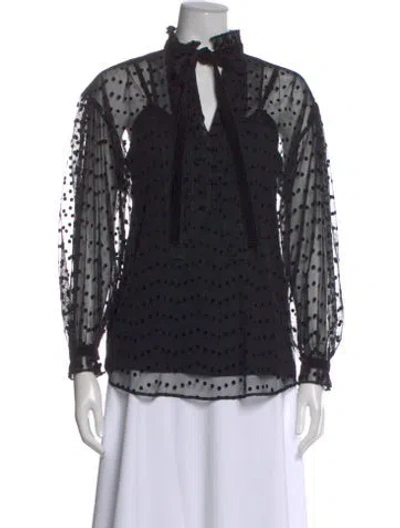 Pre-owned Burberry Polka Dot Print Tie Neck Blouse In Black