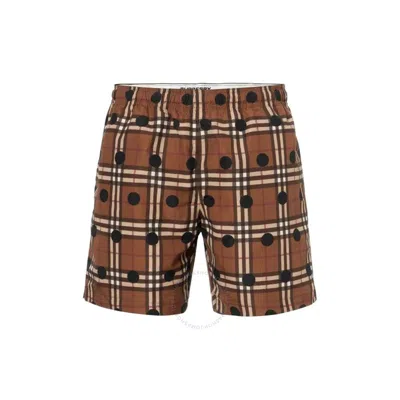Burberry Polka Dot Vintage Check Print Swim Shorts In Brown