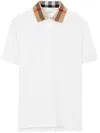 Burberry Check Collar Cody Polo Shirt In White