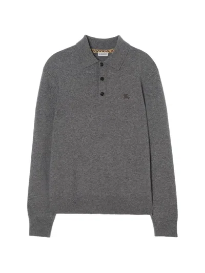 Burberry 长袖羊绒混纺polo衫 In 灰色