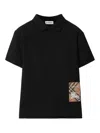Burberry Check Label Cotton Polo Shirt In Black