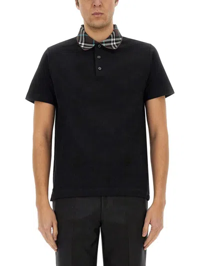 Burberry Polo Check Collar In Black