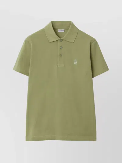 Burberry Polo Collared Shirt Short Sleeves In Green