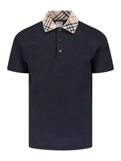 Burberry Polo "check" In Blue