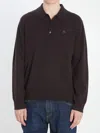 Burberry Embroidered Ekd Long-sleeved Polo T-shirt In Blue