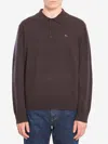 Burberry Embroidered Ekd Long-sleeved Polo T-shirt In Blue