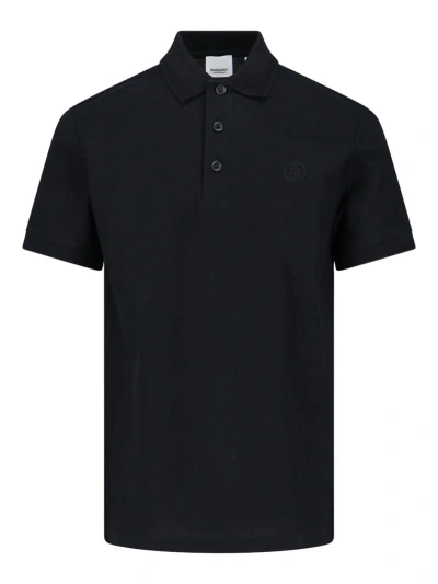 Burberry Eddie Tb Polo Shirt In Black