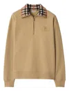 Burberry Beige Stripe Collar Half-zip Sweatshirt