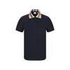Burberry Cody Polo Shirt With Check Collar In Blue