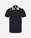 Burberry Cody Polo Shirt With Check Collar In Blue