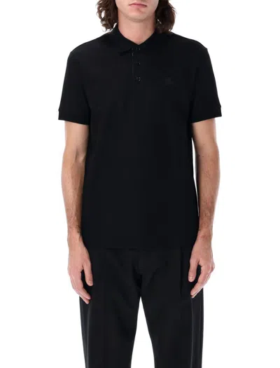 Burberry Slim Fit Cotton Pique Polo Shirt In Black
