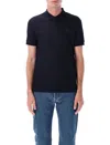Burberry Logo Embroidered Straight Hem Cotton Polo Shirt In Blue