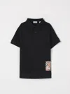 Burberry Boy's Johane Ekd Logo-patch Polo Shirt In Black