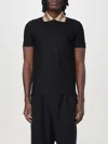 Burberry Cody Polo Shirt With Check Collar In Blue