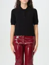 Burberry Ekd Detailed Short Sleeved Ribbed Polo Top In Schwarz