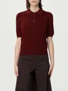 Burberry Bordeaux Wool Polo Shirt In Red