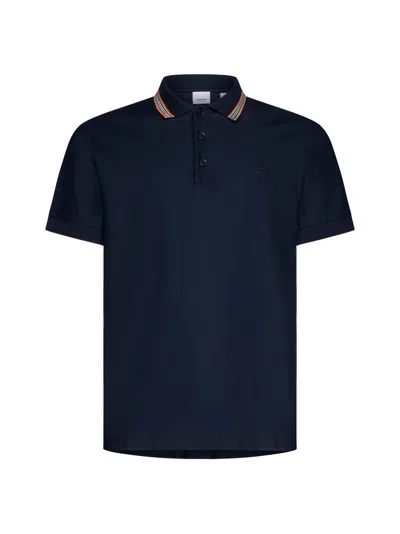 Burberry Polo Shirt In Coal Blue