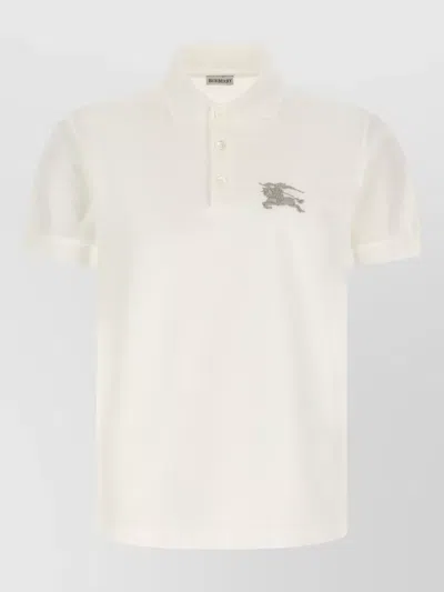 Burberry Polo Shirt Featuring Embroidery Ribbed Collar In White