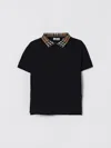 Burberry Black Cotton Polo Shirt In Black