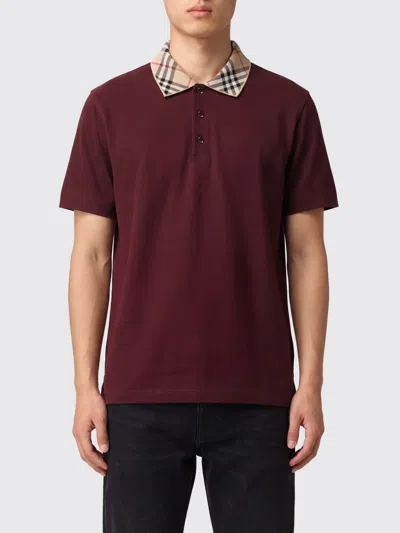 Burberry Polo Shirt Men Color Wine In Burgundy