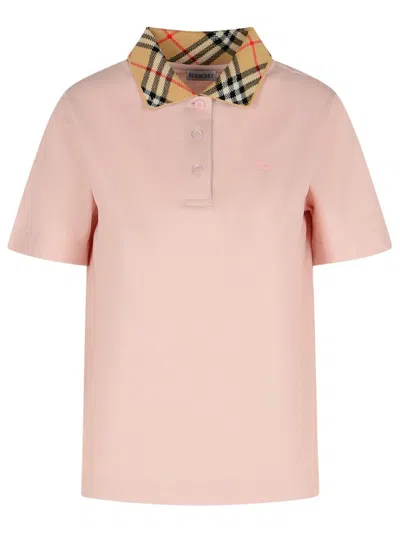Burberry Polo Shirt With Classic Check Pattern And Tonal Logo Embroidery