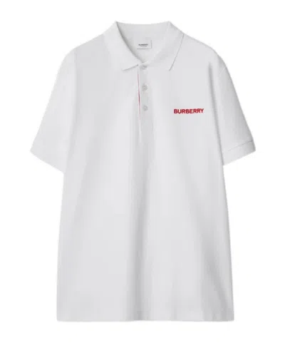 Burberry Polo Shirt With Lapel Short Sleeve In White