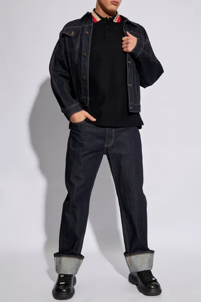 Burberry Polo Shirt With Logo In Black