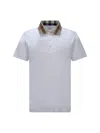 Burberry Check-collar White Polo Shirt With Three-button Placket
