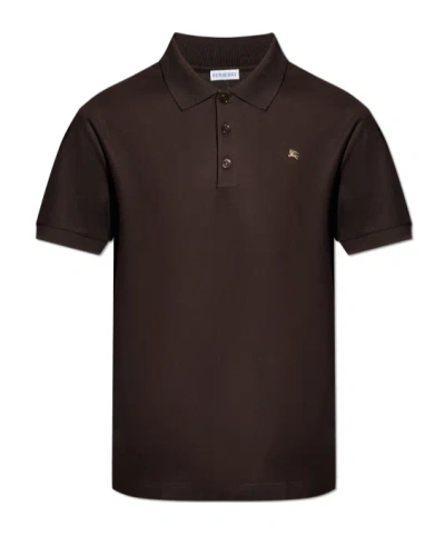 Burberry Polo With Logo Appliqué In Brown